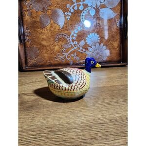 Paper Mache Duck Lacquered Trinket Box Hand Made Painted By Fetco Kashmir India